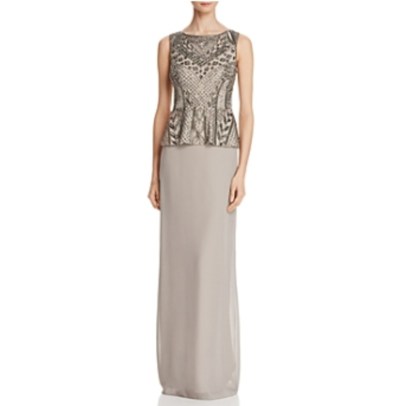 NEW Adrianna Papell Beaded Peplum Long Dress NEW Adrianna Papell Beaded Peplum Long Dress